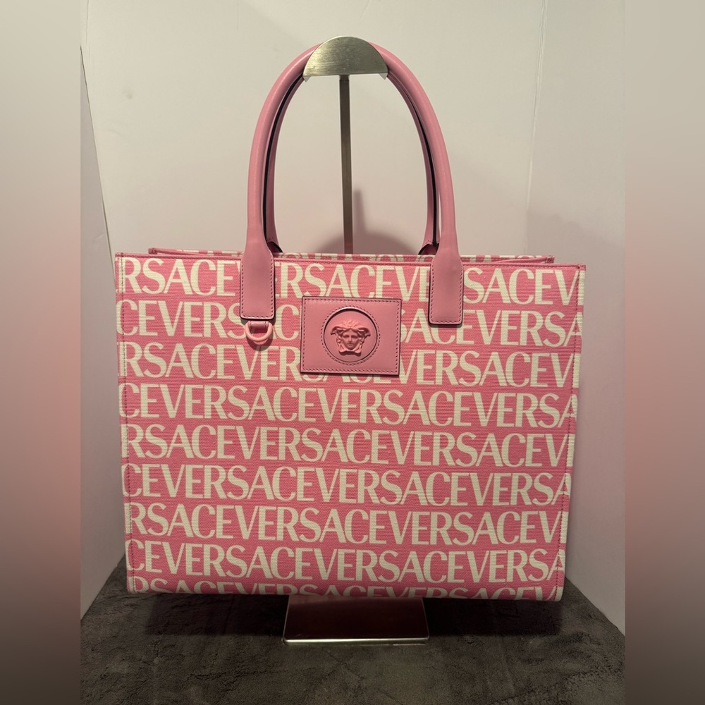 Authentic New Versace La Medusa Monogram Large Tote Bag pink